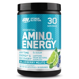 Optimum Nutrition Amino Energy - Pre Workout with Green Tea, BCAA, Acids, Keto Friendly, Green Coffee Extract, Energy Powder - Blueberry Mojito, 30 Servings (Packaging May Wary)