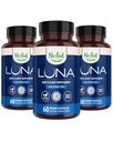 Sarana Luna Melonatin Free, Non- Habit Forming Herbal Sleep Suplement w / Chamomile, Valerian, L- Theanine, 180 Vegan Capsules (60 Capsules Per Botol)