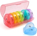 Sukuos Large Weekly Pill Organizer 2 Times sehari, Kotak Pil Harian 7 Hari Mudah Dibuka dengan Perlindungan Glitter, Kasus PM Pil untuk Obat / Vitamin / Minyak Ikan / Suplemen (Glitter Pink)