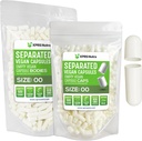 XPRS Nutra Vegan Ukuran 00 Terpisah Kapsul - 500 Count Premium Kosong Kapsul Terpisah di Bags - 00 Pil Kosong untuk Tambahan DIY (Putih)