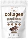 Mikro Ingrediens Multi Collagen Peptides Powder, 2lb 124; Type I, II, III, X + Biotin, Vitamin C & Hyaluronic Acid 124; Chocolate Flavor 124; Supports Hair, Skin & Joint Health 124to, Non-GMO