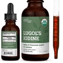 Iodine Organik Lugol, Iodium dan Potasium Iodide 2% Solution 3000 mcg - Liquid Suplement Drops for Thyroid Dukungan untuk Perempuan & Men, Metabolisme Kesehatan, Detox Boost - Non-GMO, 395 Servings (2 Oz)