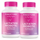 Probiotik Lactation Pink Stork - 30 Milk CFUs Multi Strain Progories for Breastfeed Women - Dukung Breast Milk & Gut Health, Postpartum Essentials, 60 Capsules