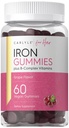 Carlyle Iron Gummies 12.4; Plus B- Complex Vitamin 12.4; 60 Vegan Gummies 126; Grape Flavor 126; Non-GMO, Gluten Free Supplemen