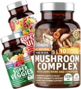 Nomor Satu Nutrition N1N Premium Jamur Kompleks [10 Jamur yang Kuat] dan Super Fruit & Vegies [40 Whole Fruits & Vegetables], 2 Pack Bundle