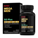 GNC Mega Men 50 Plus Multivitamin Caplets, Clinically Proven, Heart & Prostate Health, B Vitamin, Saw Palmetto, Memory, Vitamin D- 3, 60 Count