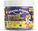 Vitamin Friends - Elderberry, Vitamin C Gummies - Vegan System Immune Booster Blended Suplemen - Dukungan Kesehatan w / Zinc Citrate & Vitamin D - Advanced Ammune Dukungan - 30 Hari Suppply - 1 Pack