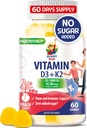 Sugar-Free Vitamin D3 K2 Gummies 5000 IU - Imune & Bone Dukung Gummies - Vitamin D Gummy Suplemen untuk Dewasa - Tinggi-Absorpsi, Vegan, Halal, Gluten- Gratis Vitamin Chewable