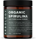 Erbologi Organic Spirulina Powder 3.2 oz - 45 hamba - Sumpabbibly Sourced in Portugal - Energy and Imunity Support - Rich in Chlorophill, B Vitamin, Iron and Phosphorus - Vegan - GMO-Free