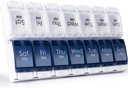 MERICARGO Am Pm Organizer 7 Day, 2 Kali sehari Kotak Pil Mingguan Besar, Push Button Daily Pil Kasus Vitamin, Minyak Ikan, Suplemen