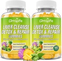 Liver Cleanse Detox & Repair Gummies dengan Milk Thistle 3000mg, 24- in- 1 Liver Supplemen Kesehatan dengan Dandelion, Artichoke, Gumin Bebas Gula, Pineapple Flavor - 120 Count