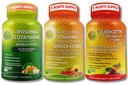 SUPPLEMENTS STUMUNT Dukung Bundle - Lipomal Vitamin C 1500mg + Lipomatal Glutathione 500mg + Quercetin dengan Bromelain, Zinc & Vitamin C - Vegan, Non-GMO, Enhanced Absorpsi Formulas
