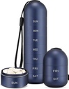 Zannaki Metal Moisance Membuktikan Weekly Pill Organizer, Stackable Aluminum Obvoy BPA Free Travel Heking 7 Day Pill Box Case Waterproof and Large Comment to Hold Pills, Vitamin, Fish Oil, Suplemen