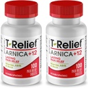 T-Relief Arnica + 12 Actives Relifeing Natural Actions for Back Painess Soreness Aches & Stiffness, Whole Body Fast Acting Relief for Women & Men - 100 Tablets (2 Pack)