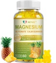Magnesium Glycinate Gummies 400mg, Sugar Free Magnesium Taurte, Malate Suplemen Vitamin D, B6, CoQ10 untuk Relaxation, Stress Relief, Muscle, Bone & Sleep Support - 60 Pineapple Gummies