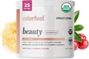 Sprout Living, Powder Beauty Colorfull Minum Mix, Organik Superfoods + Adaptogens 124; Rambut, Skin & Nails Dukungan, Vegan Collagen Boost, Biotin, Silica, Vitamin C, Super Berry Flavor (25 Pelayan)