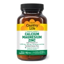 Country Life Calcium Magnesium Zinc dengan Vitamin D3 dan L-Glutamic Acid, Dietary Support Bone, Cerdened Gluten Free, 1000mg / 500mg / 25mg, 90 tablet