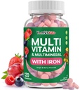 YumVs Kids Multivitamin with Iron & Minecable Tablet - Grape & Berry Flavor Vitamin for Toddlers & Children Age 2 + - Daily Multivitamin for Imune Support - Kosher, Non-GMO - 120 Chewables