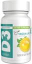 Nutrition Kehidupan Vegan - Vitamin D3 Daily Capsules for Dewasa (5000 IU) - Gluten- Free, Non- GMO, Mendukung Bone Health dan Sistem Imune - 60 Kapsul