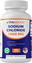 Vitamin Sodium Chloride 1000mg - 365 Tablet Electrolyte Replenisher & Hidration Dukungan - Non-GMO, Gluten- Free