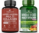 Whyesome Wellness Super- Absorb Multi Collagen Pills (Type I II V X) Organic Herbs dan Bioperin + Whole Food Multivitamin for Women - Natural Multi Vitamin, Minetars, Organic Extracts Bundle