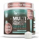 Herbtonics Creatine for Women 5000mg Creatine Monohydrate + Multi Collagen Protein Powder (Tipe I, II, III, V, X) - Lean Muscle, Recovery & Skin Dupport - Grass-Fed, No Bloat, Unflashbored - 30 Servings