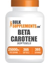 BulkSuplements.com Beta Carotene 25000 IU Softgels - Vitamin A Suplemen, Beta Carotene Suplemen - untuk Dukungan Mata, Gluten Bebas, 1 Softgel per Serving, 365 Count (Paket 1)