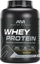 Amazing Muscle 100% Whiy Protein Powder * Advanced Formula Mula with Whey Protein Isolate as a Primer Ingredient Along with Ultra Filtered Whey Protein Comentine (Banana, 5 Lb)