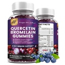 (2 Kemas) Quercetin Gummies dengan Bromelain Zinc Elderberry Vitamin C D3, Quercetin 1000mg Suplemen dengan Bromelain 500mg untuk Cardiovaskular, Sistem Imune & Allergy, Vegan Gummy untuk Dewasa & Kid