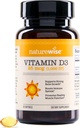 NaturreWise Vitamin D3 1000iu (25 mcg) 30- Day Supply for Imune, Healthy Muscle Fungsi, dan Kesehatan Tulang - Non-GMO, Gluten Free in Organic Expect Virgin Oil, (Mini Softgel), 30 Count