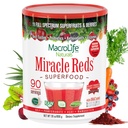 MacroLife Miracle Reds Superfood Powder Antioxidants Polyphenid Enzymes Progrees - Raw Non-GMO Organic Vegan Gluten & Dairy Free - 30oz (90 Serviliz) 30oz