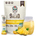 Salud 2-in- 1 Paket Hidration + Imunity Electrolites Powder, Pineapple - Agua Fresca Drink, Elderberry, Dairy & Soy Free, Nony-GMO, Gluten Free, Vegan, Low Calorie, 1g Sugar (15 Pelayan)