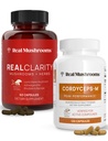 Jamur Real Reality (60ct) dan Cordyceps (120ct) Capsules Bundle - Mushroom Suplemen Mental Clarity, Fokus, Energi & Vitalitas - Vegan, Non- GMO, Diverifikasi Levels Beta- Gcaphans