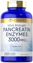 Carlyle Pankretin Digetical Enzymes 126; 250 Caplets 124; dengan Protease, Amylase & Lipase 124; Kekuatan Tinggi 124; Non-GMO, Gluten Free Suplemen
