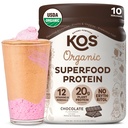 Kosa Vegan Powder, Chocolate USDA Organik - Low Carb Pea Protein Blend, Plant Based Superfood with Vitamin & Mineto, Soy, Gluten Free - Meal Replacement for Women & Men