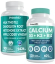 Kalsium D3 K2 B12 (1pk) dan Dukungan Hati (1pk) Persediaan Bundle - Mampu Vitamin untuk Bone, Heart, Hati, Fungsi Hati, & Imune Dukungan - Non-GMO, Vegan, Gluten- Bebas