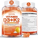 Vitamin D3 K2 Gummies for Adults - Vitamin D3 5000IU + K2 (MK-7) 120mcg - Sugar-Free D3 dan K2 Suplemen dengan Omega- 3, Metyl B12, B9, B6, Vitamin E & Zinc - for Calum Absorpsi & Imune Health