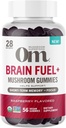 Om Mushroom Superfood Food Fuel + Gummies, 28 Pelayan, Rampberry Gummy Suplemen dengan Mane Singa untuk Memori dan Fokus