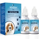 NOVEHA Pet Gel Eye Drops with 0.3% Viscoadaptive Hyaluronan 124; Eye Solution for PAST Dry Eyes - Long Lasting Hydration, Reduces Nucleus, Swelling & Dryness - Eye Lube for Dogs and Cats (2x10mL)