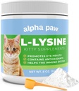 Alpha Paw - Kelas Manusia untuk Pets - Cat Lysine Supplement - Tambahan Layanan Bulan 5- 10 Pasokan - Lysine Alam (8 Ounces / 227 Grams)