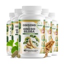 GreeNatr Ginko Bilbia & Panax Ginseng Suplemen - Red Ginseng for Memory and Focus - Ginkgo Biloba untuk Good Vision, Imune System dan Imported Blood Flow (360 Tablet: 6 Botol)