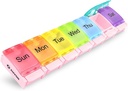 AUVON Weekly Pill Organizer Arthritis Frid, BPA Free Travel 7 Day Pill Box Case with Spring Open Design and Large Comment to Hold Vitamin, Cod Liver Oil, Suplemen and Medication