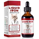 Liquid Iron for Cats, Cair Iron Drops for Cats Supports Anemia, Low Enery Levels and Lethargy Cats-- Impreve Energy Levels & Vitalitas, Pet Supplies Cat Vitamin Suplemen, Caramel Flavor - 2 F.oz