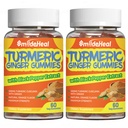 Turmeric Curcumin Gummies 500mg, dengan Turmeric Root Extract, Ginger Root, Black Pepper Extract, Antioksidant Dukungan, Orange Flavor Gummies, 60 Count (Paket 2)