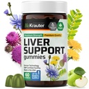 BIO KRAUTER Liver Suplement Gummies - 60 Vegan Chews w / Milk Thistle, Dandellion Root untuk Liver Cleanse & Detox - 80% Silymarin