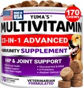 Dog Multivitamin Chewable with Glucosamin - Dog Vitamin and Suplemen - 170 Treatles - Senior & Puppy Multivitamin for Dogs - Hip & Joint Support - Imune Health, Skin, Heart, Divalry, Progories