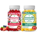 Lunakai Prenatal dan Vitamin D3 Gummies Bundle - Pregnancy Multivitamin Gummy with Iron & Folic Acid - Imunity, Bone and Mood Support for Dewasa - 30 Days Suppply