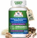 Kompleks Ilmu Kelamin Organik - 1.500mg None - GMO Wellth Mushroom 40% Beta- Gules -Turkey Tail, Reishi, Cordyceps, Chaga Extract for Brain & Imune Dukungan 120 Capsules
