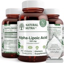 Nutra R-Alpha Lipoic Acid, Impreve Bone and Heart Health, Enhance Memory Fungsi, Improve Nerve Fungsi Contributes to Overall Health, Gluten Free 100 mg, 60 Vegan and Vegetarian Tablet.