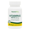 NaturesPlus Vitamin E - 400 iu Mixed D-Tocopheriol, 60 Softgels - Mudah untuk Swallow Vitamin E Suplement, Derived from Natural Soybean Oil - Free- Radical Pertahanan - Gluten- Free - 60 Servings